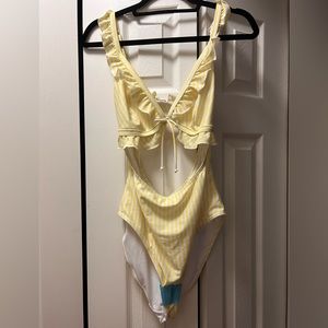 Cute Yellow Striped One Piece Bathing Suit